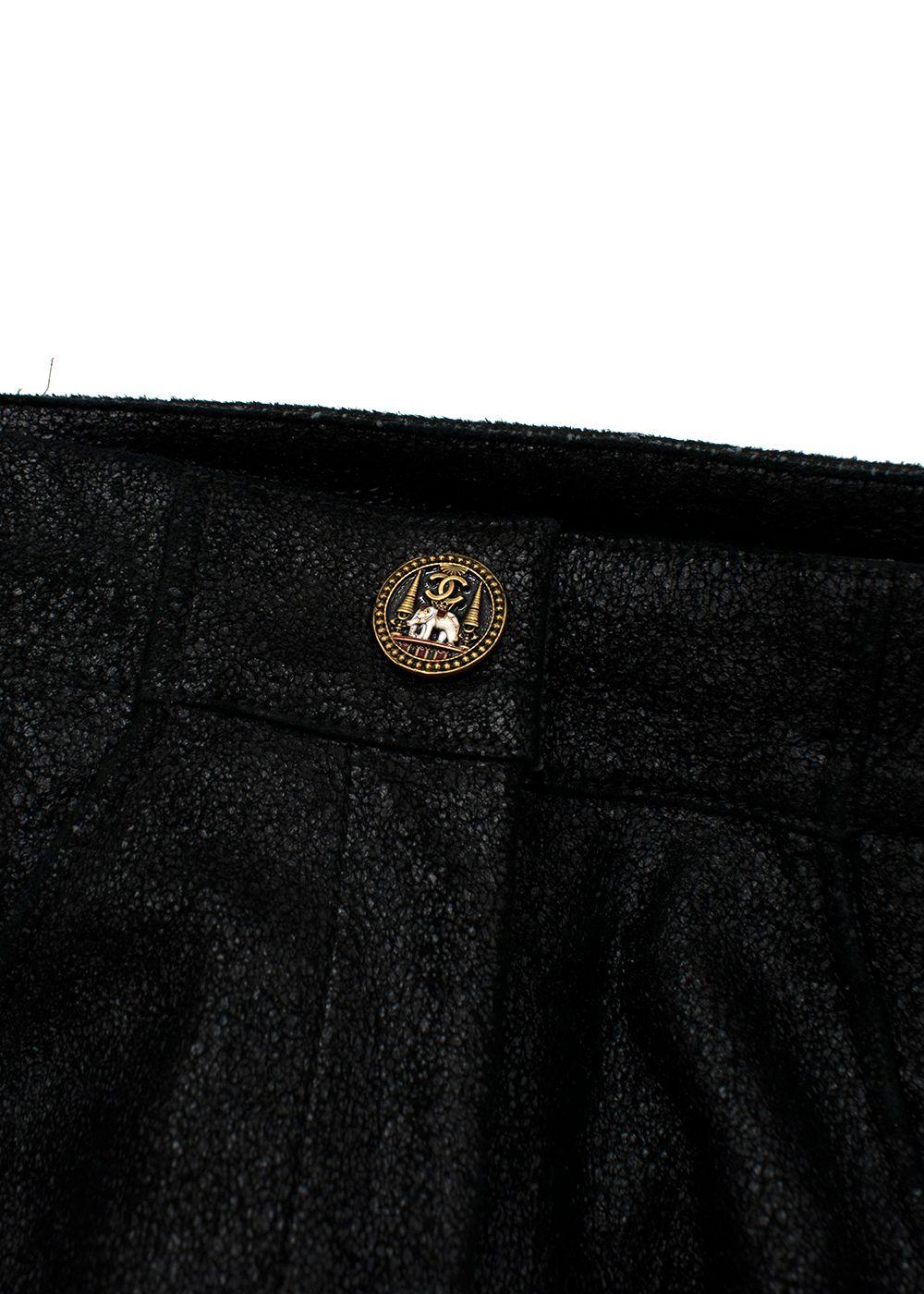 Chanel Black Coated Lambskin Leather Pants