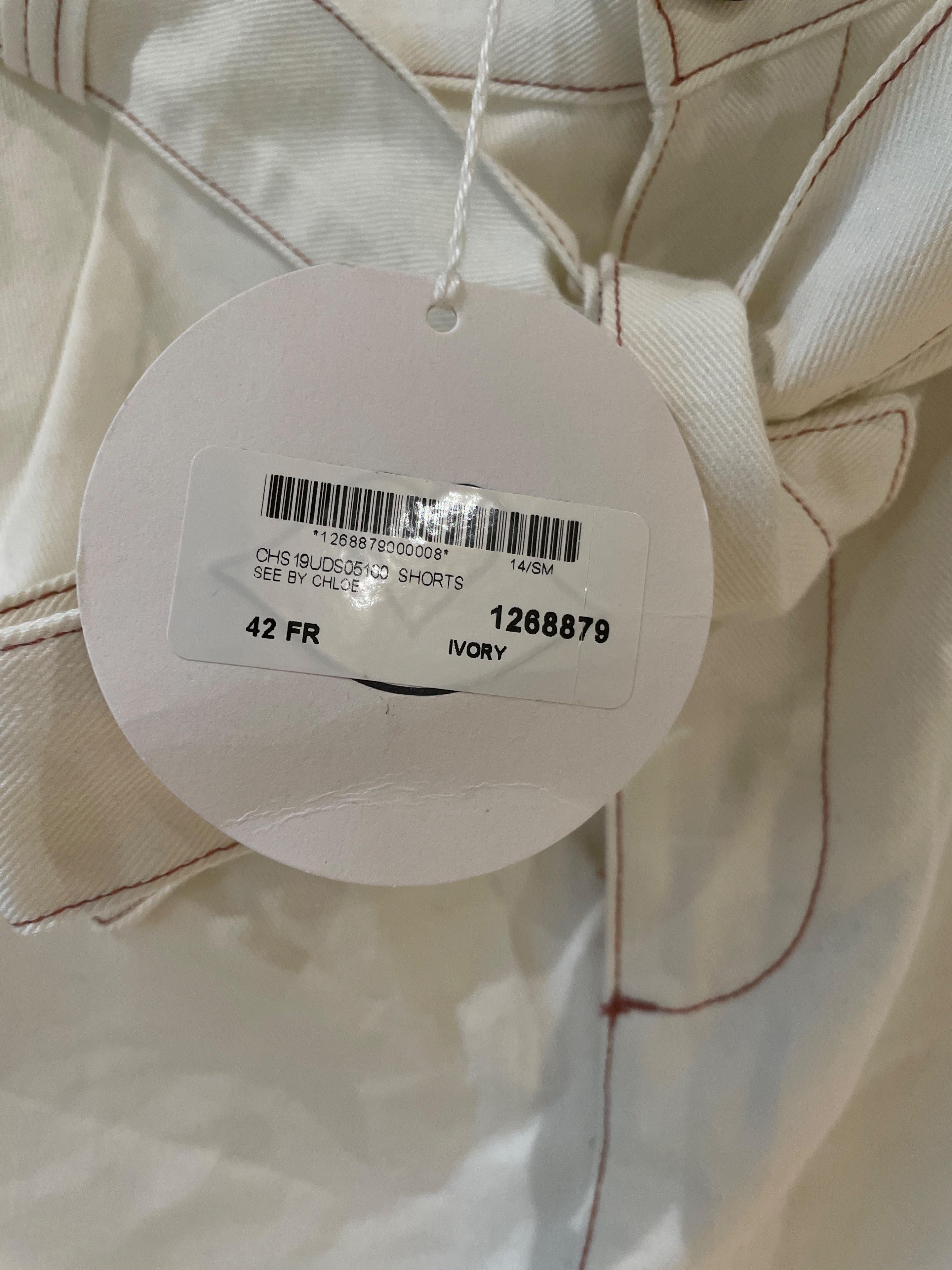White cotton twill shorts