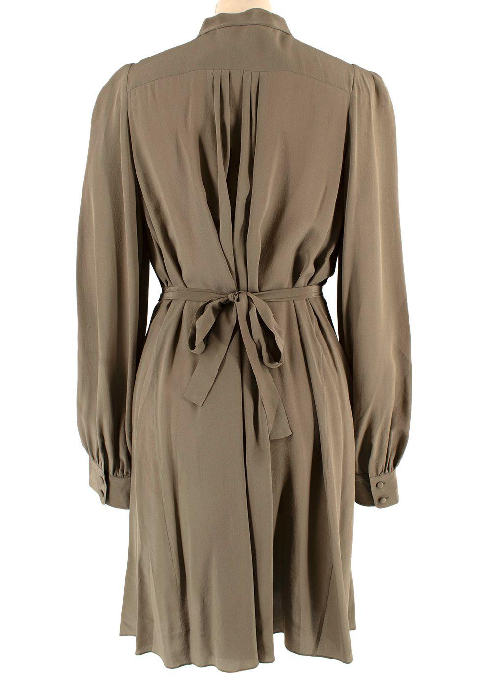 Vanessa Bruno Khaki Belted Silk Shirt Dress