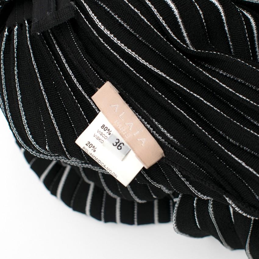 Alaia Black & White Striped Knit Skater Dress