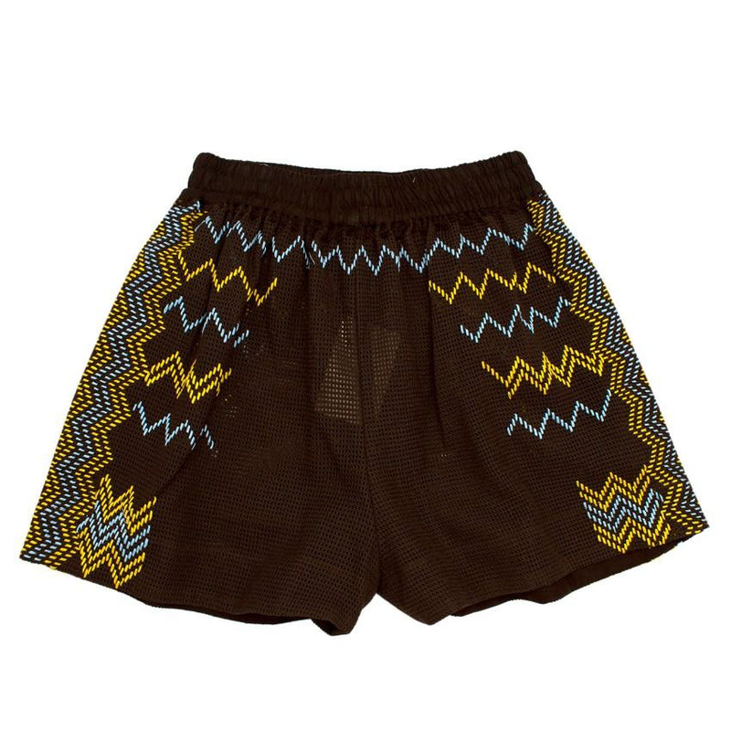 Rue Mariscal Brown Fully Embroidered Biker Jacket & Boxer Shorts