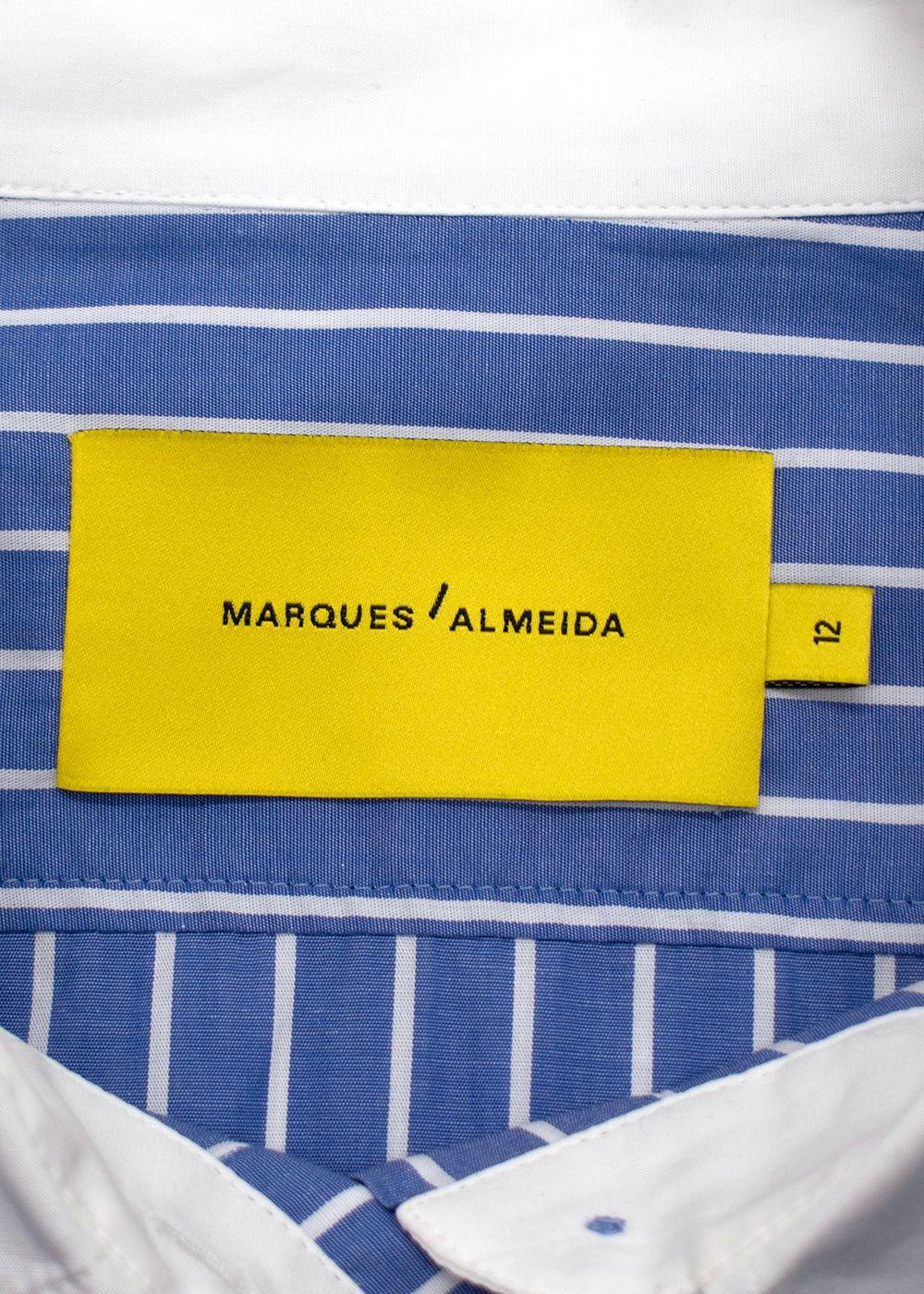 Marques Almeida Blue Contrast Collar Stripe Shirt