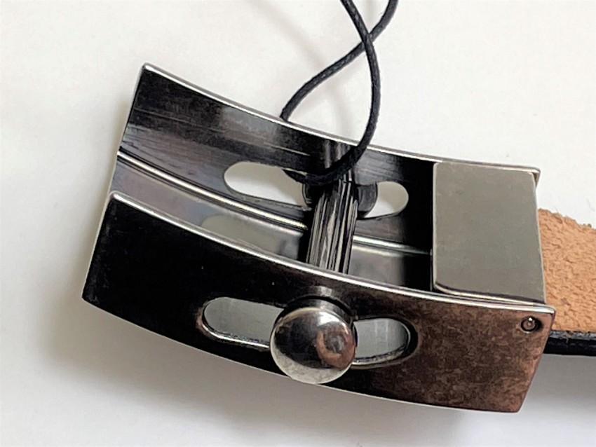 Saint Laurent Bellechasse Textured Leather Belt
