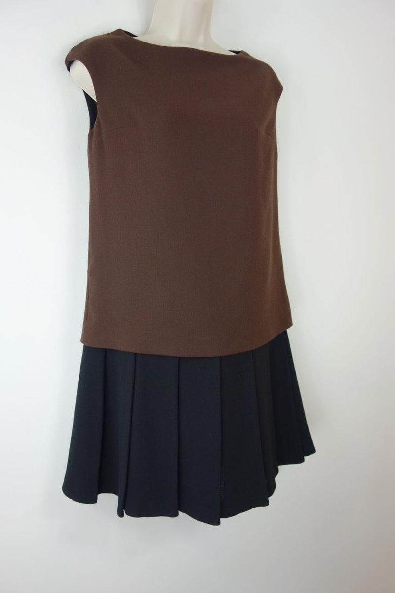 Ermanno Scervino Pleated Contrast Underskirt Sleeveless Mini Dress