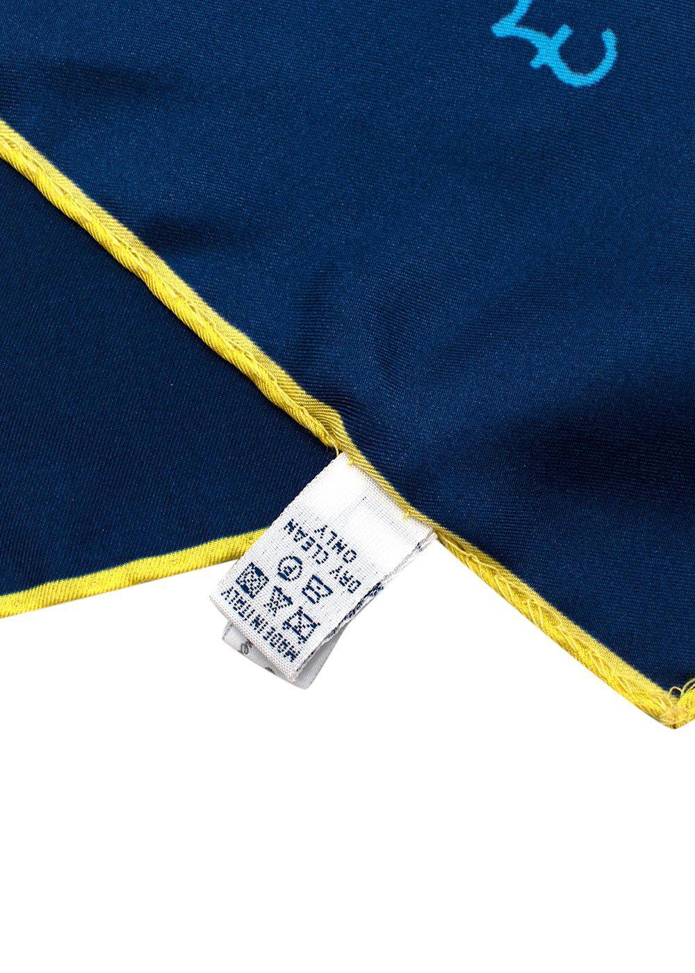 Navy Currency Print Silk Square Scarf 42cm