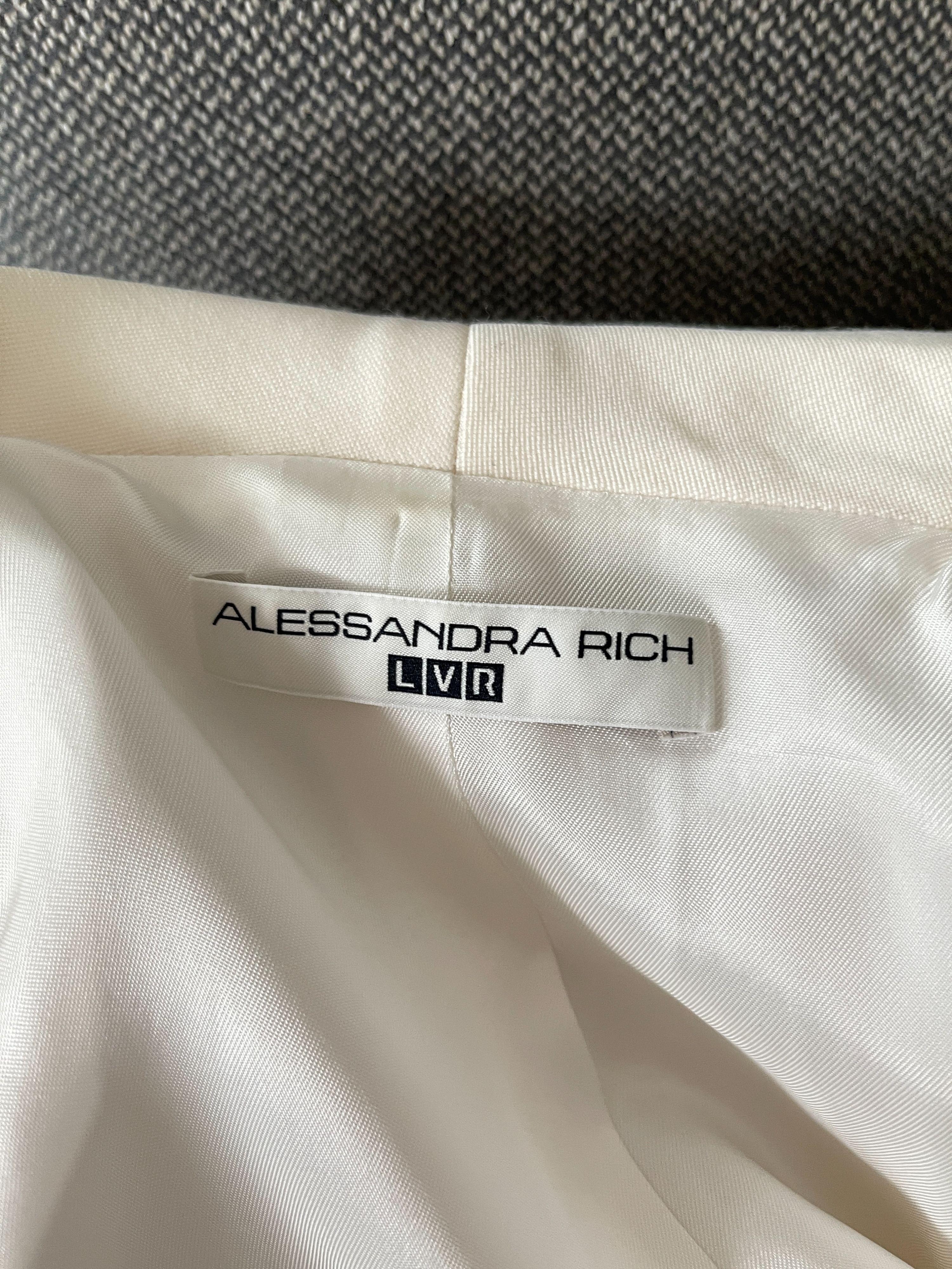 Alessandra Rich Cream Double Breasted Blazer with Crystal Jewel Buttons