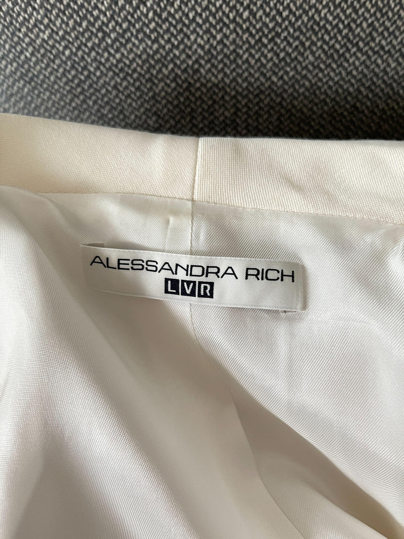 Alessandra Rich Cream Double Breasted Blazer with Crystal Jewel Buttons