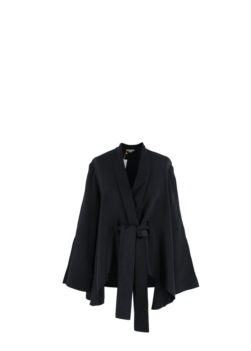 Black Embroidered Silk-Satin Kimono Jacket & Trousers