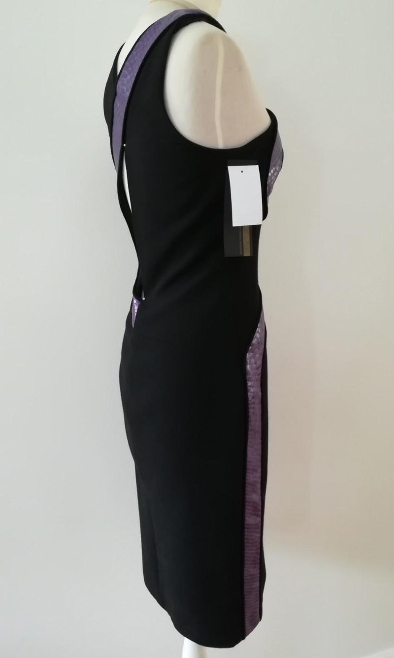 Versace Snakeskin-Panel Black Wool Dress