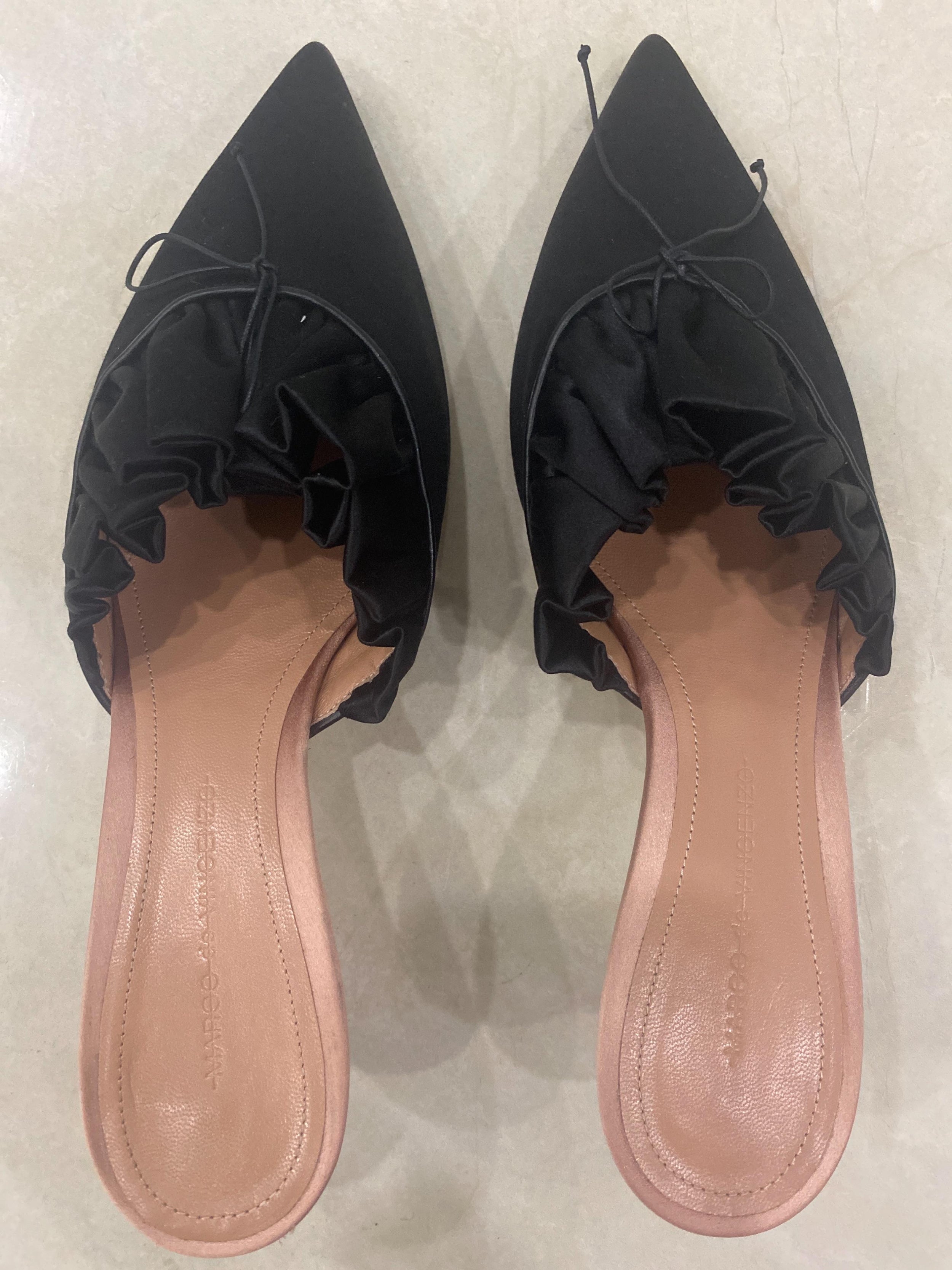Ruched Satin Mules