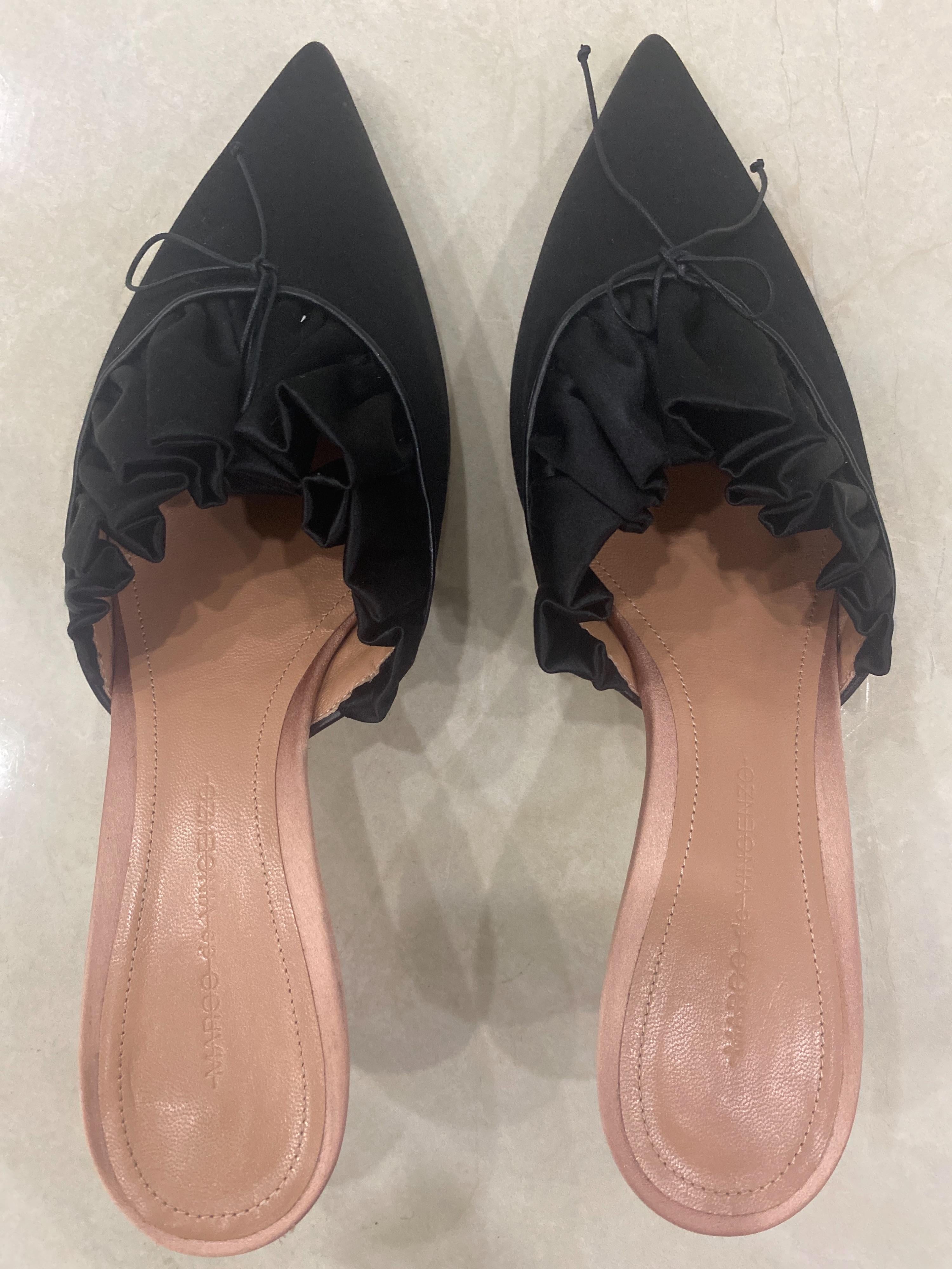 Ruched Satin Mules