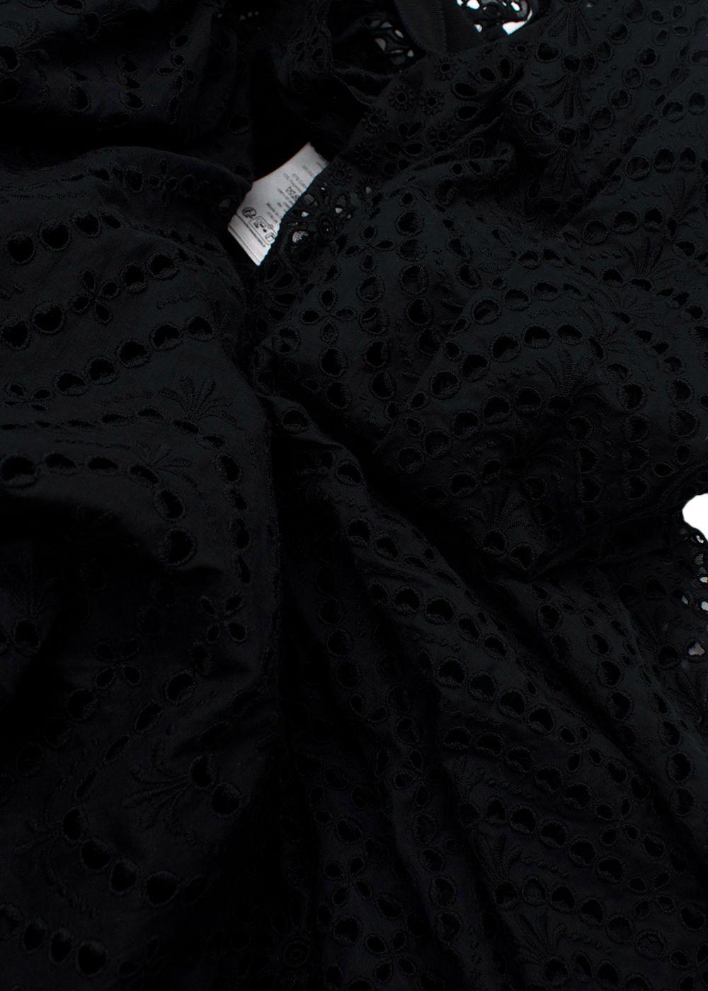 Christian Dior Black Broderie Anglaise Midi Skirt