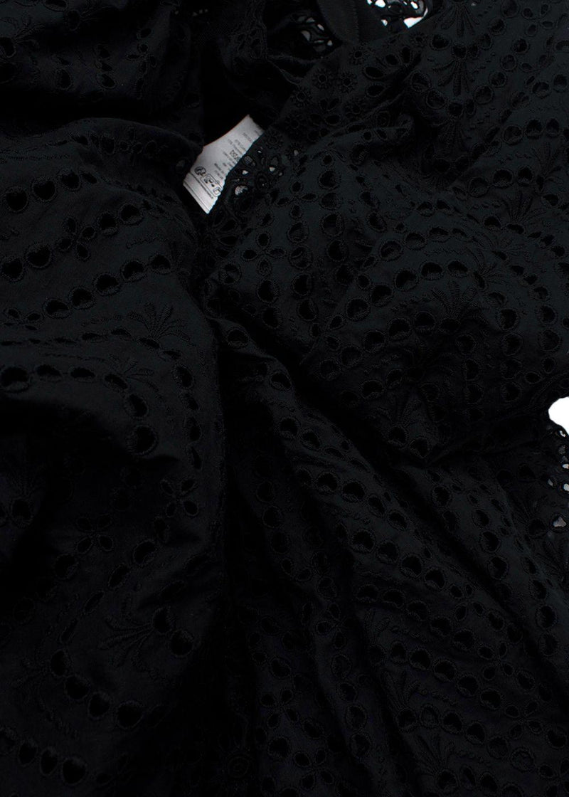 Christian Dior Black Broderie Anglaise Midi Skirt