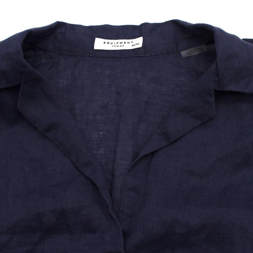 Equipment Navy Linen Sleeveless Shirt