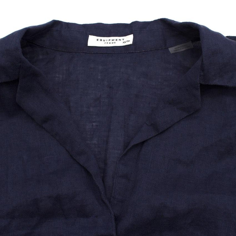 Equipment Navy Linen Sleeveless Shirt