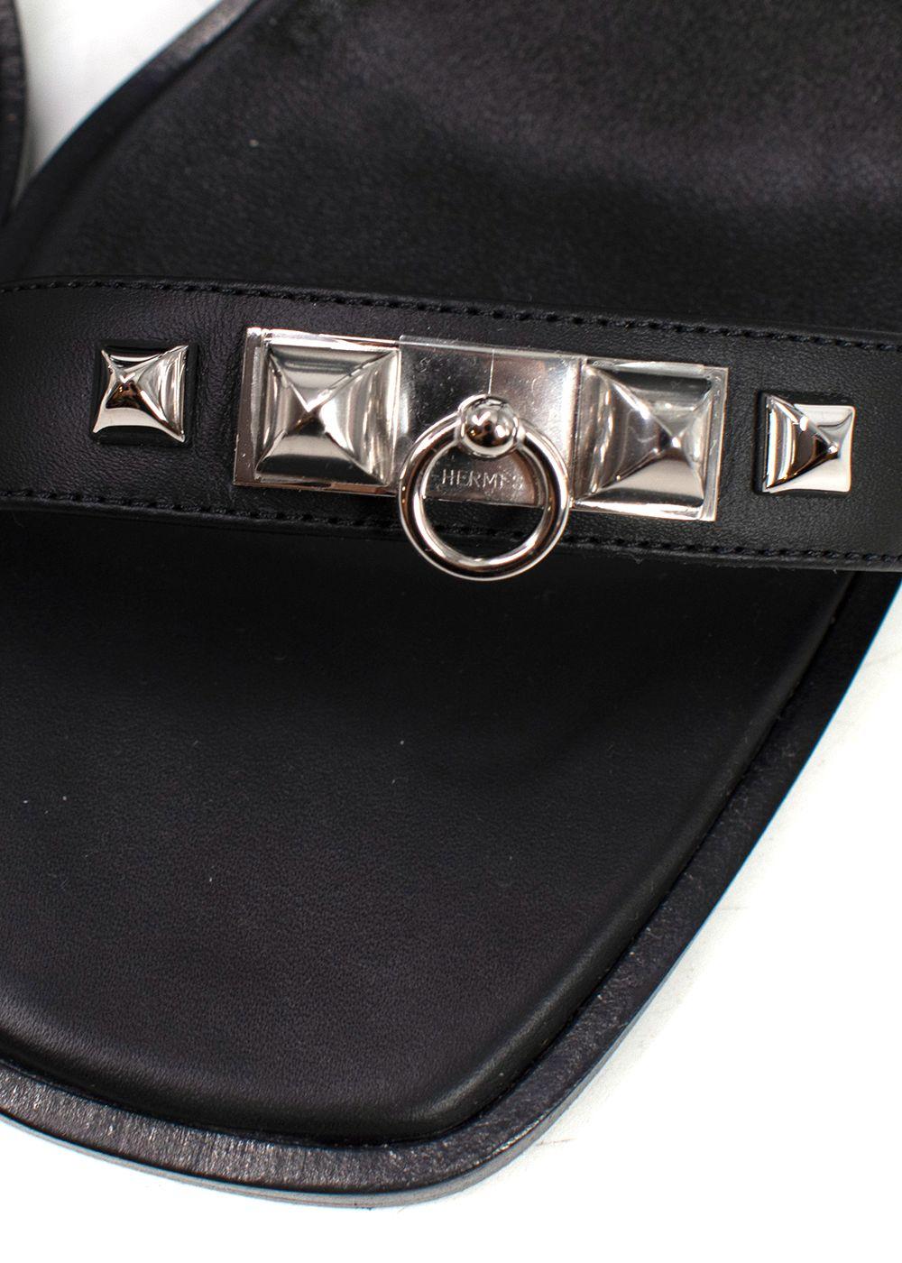 Hermes Black Leather Ivresse Sandals