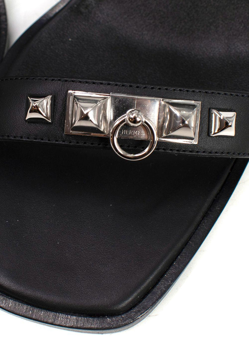Hermes Black Leather Ivresse Sandals