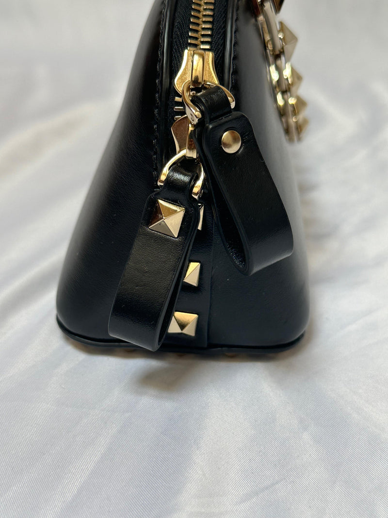 Valentino Black Leather Rockstud Shoulder Bag
