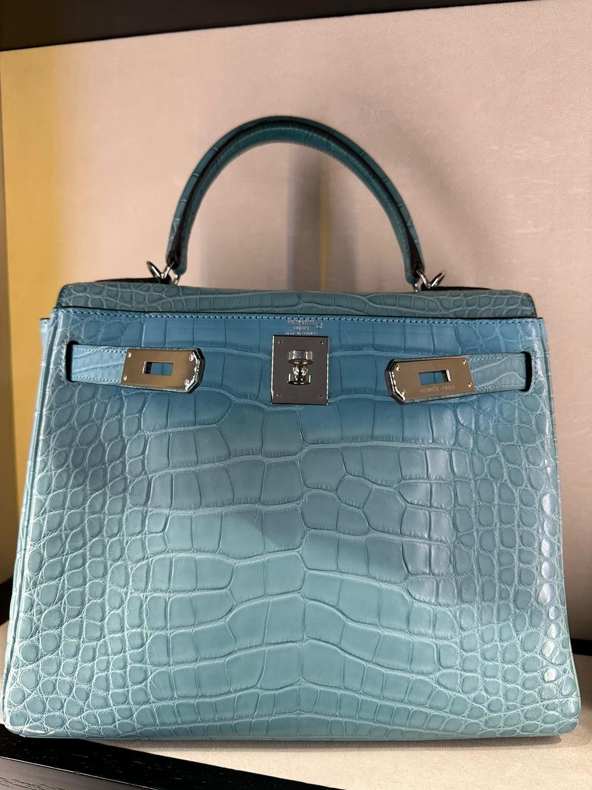 Bleu Saint-Cyr Matte Alligator Kelly 28 PHW