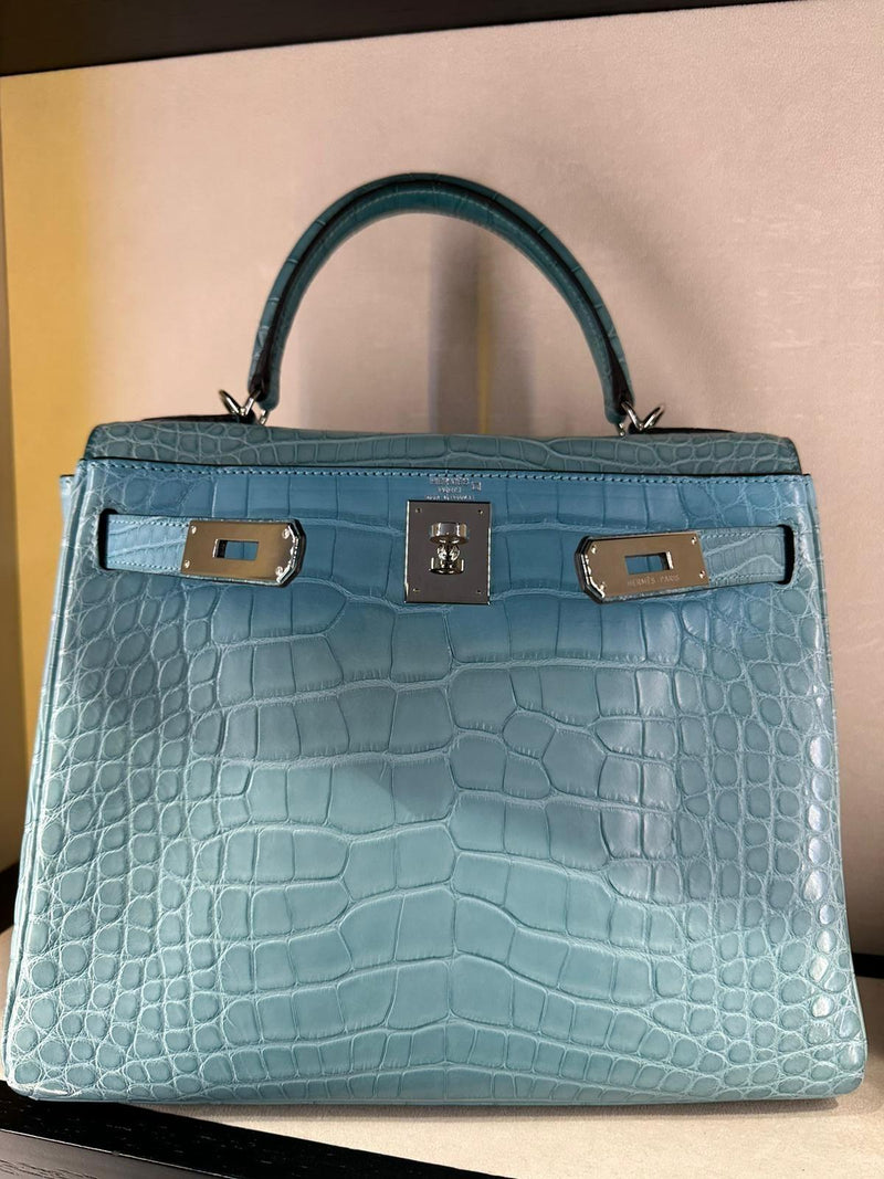 Bleu Saint-Cyr Matte Alligator Kelly 28 PHW