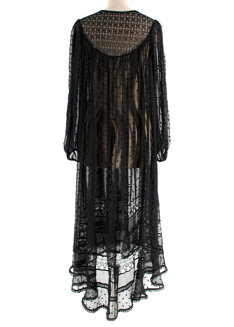 Zimmermann Black Sheer Chiffon Polka Dot Dress