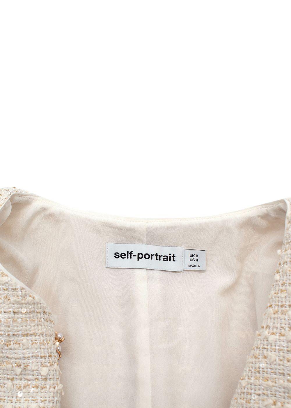 Self Portrait Cream Sequin Mini Blazer Dress