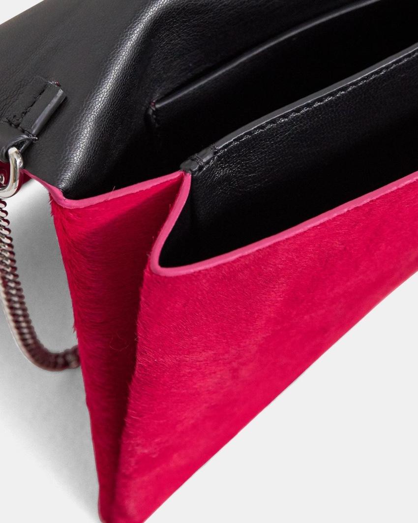 Theory Hot Pink Calf Hair Chain Clutch