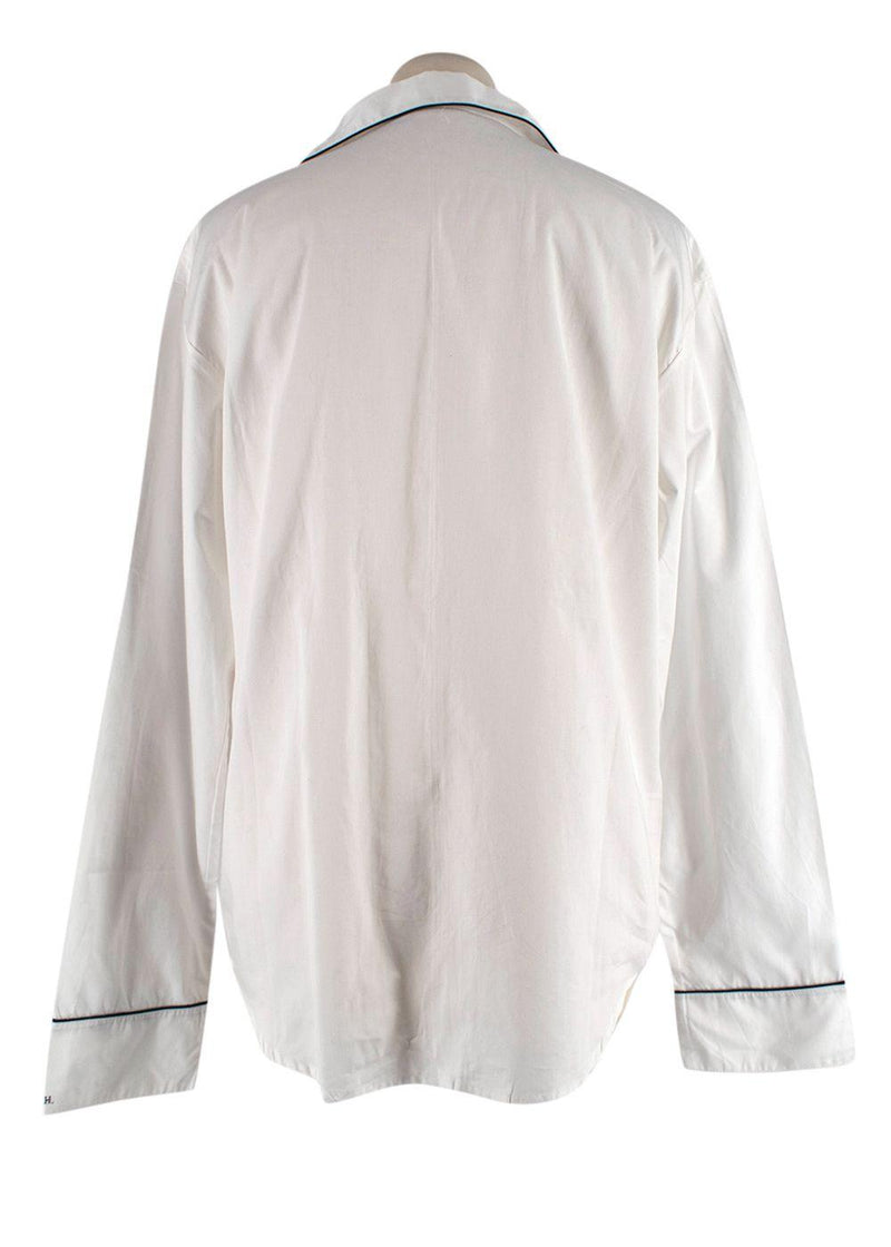 Poplin White Navy Trimmed Shirt