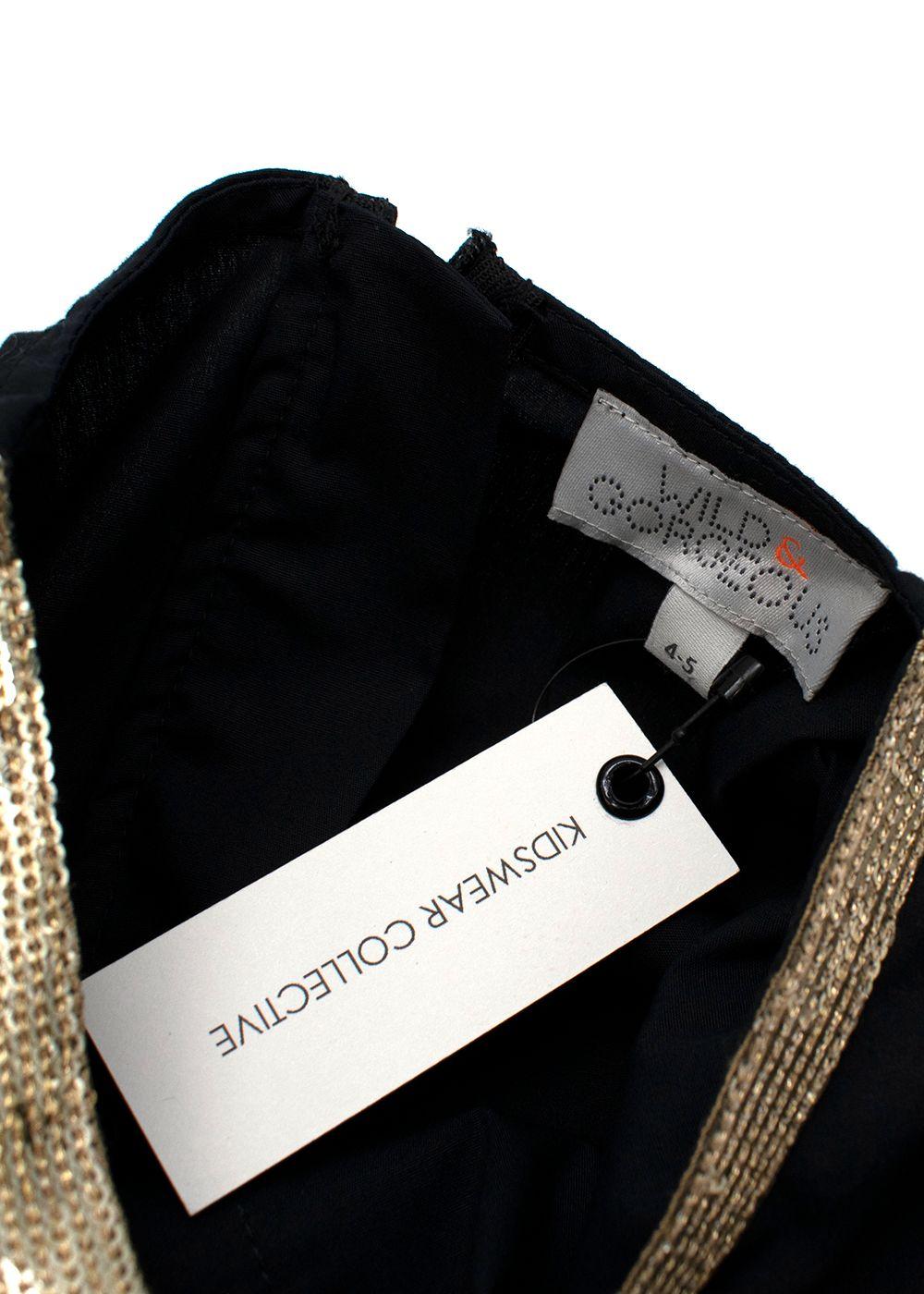 black cotton gold sequin trimmed jumpsuit 4-5Y