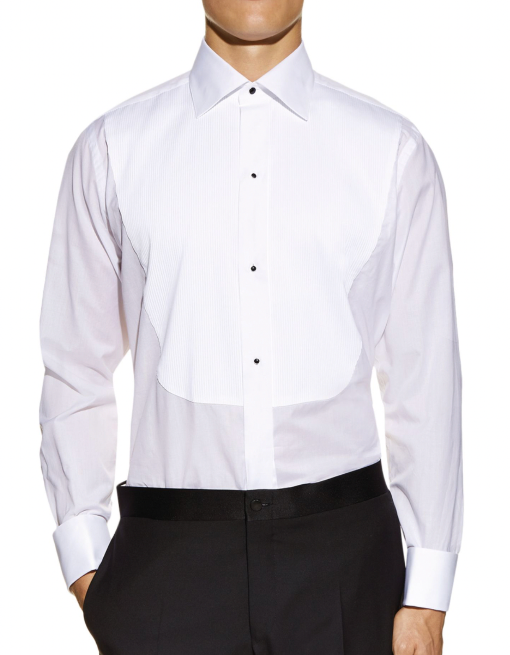 Canali White Pleated Dress Shirt