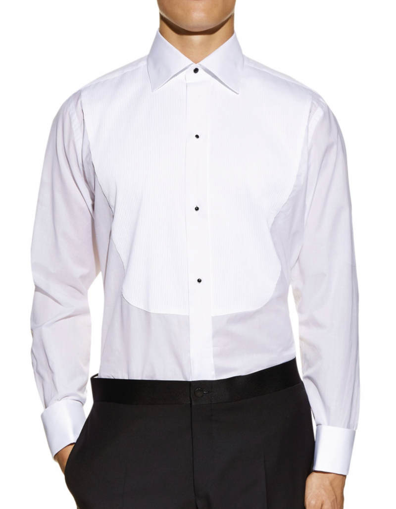 Canali White Pleated Dress Shirt