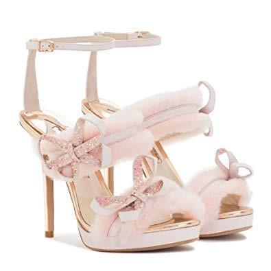 Sophia Webster Pink Bella Faux Fur Sandals