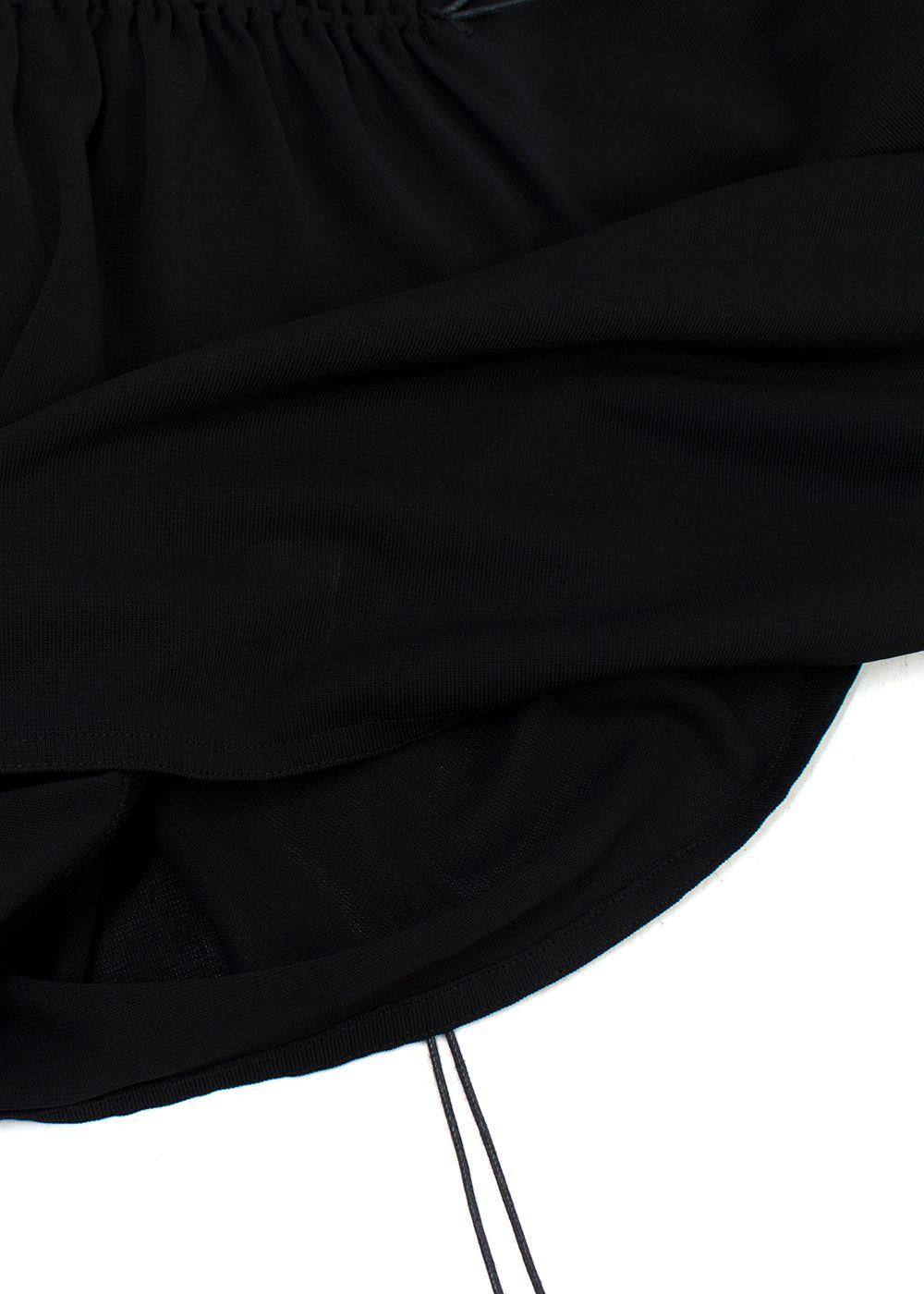 Alaia Black Crepe Ruched Blouse