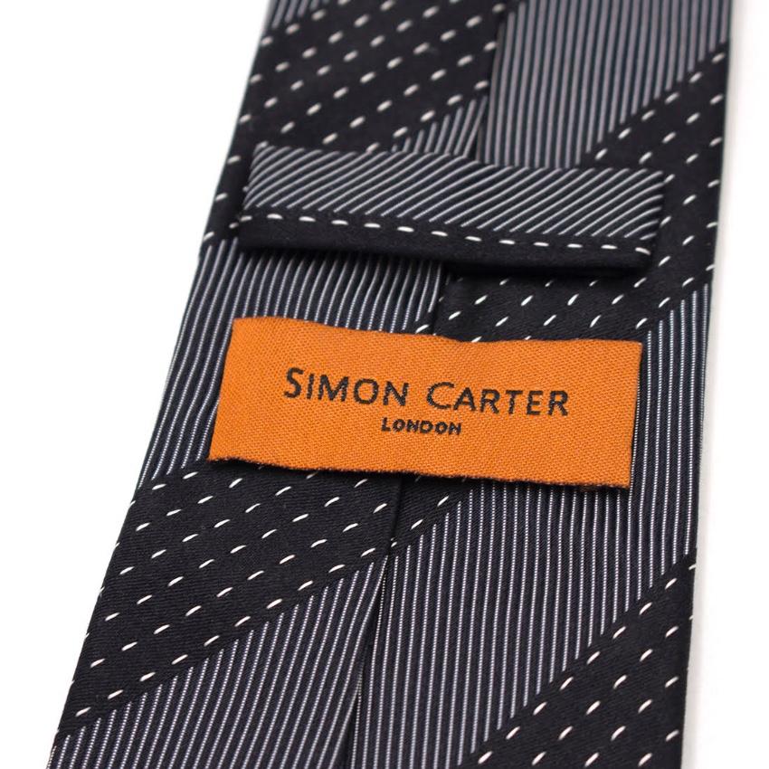Simon Carter monochrome striped silk-jacquard tie