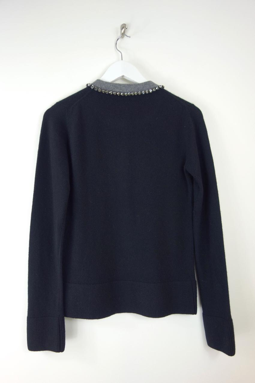 No.21 Crystal Trimmmed Black Wool Cardigan