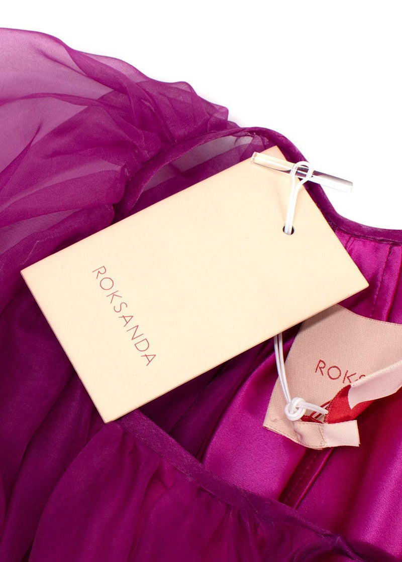Roksanda Purple Silk Tulle Floral Applique Dress