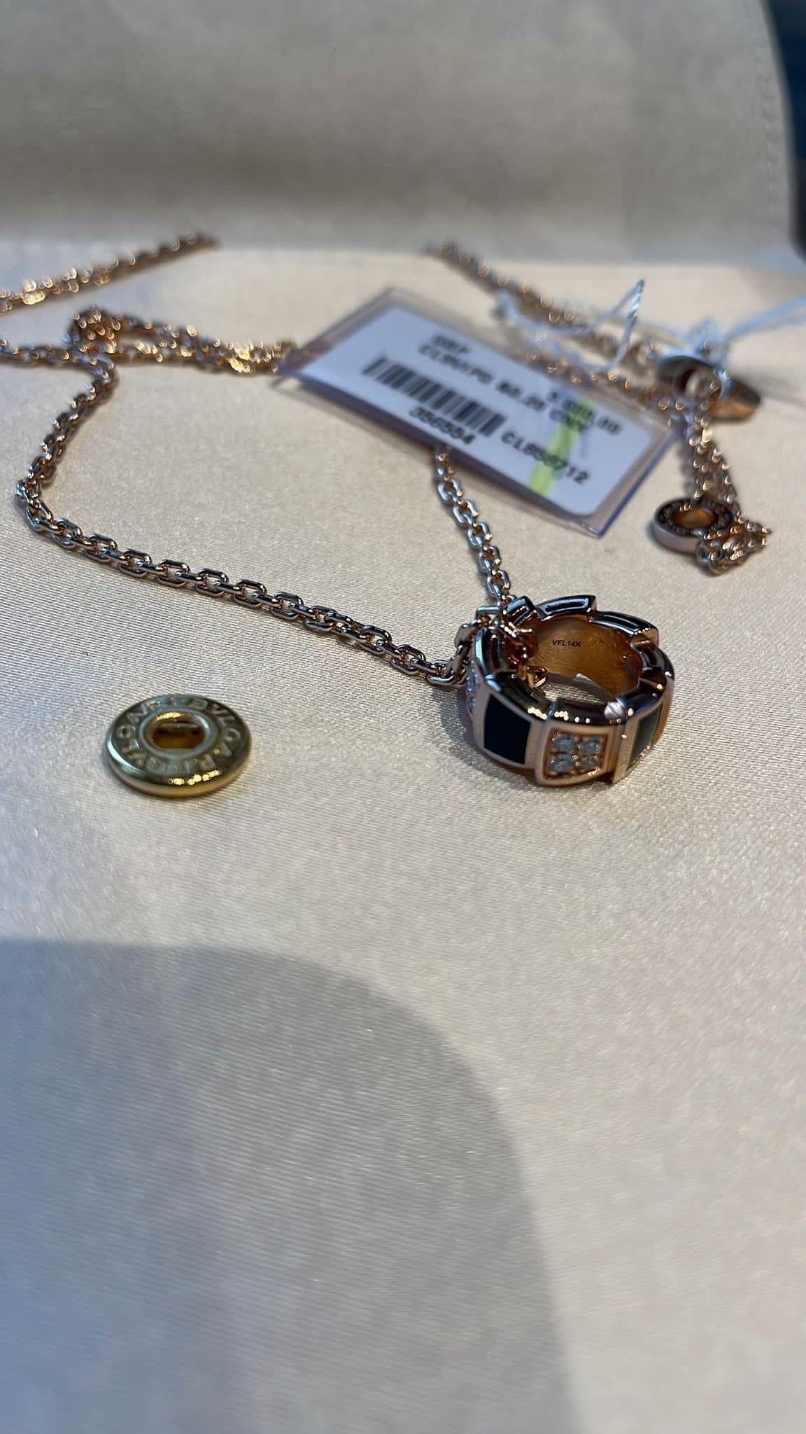 Bvlgari 18ct Rose Gold Diamond Pave Serpenti Viper Necklace