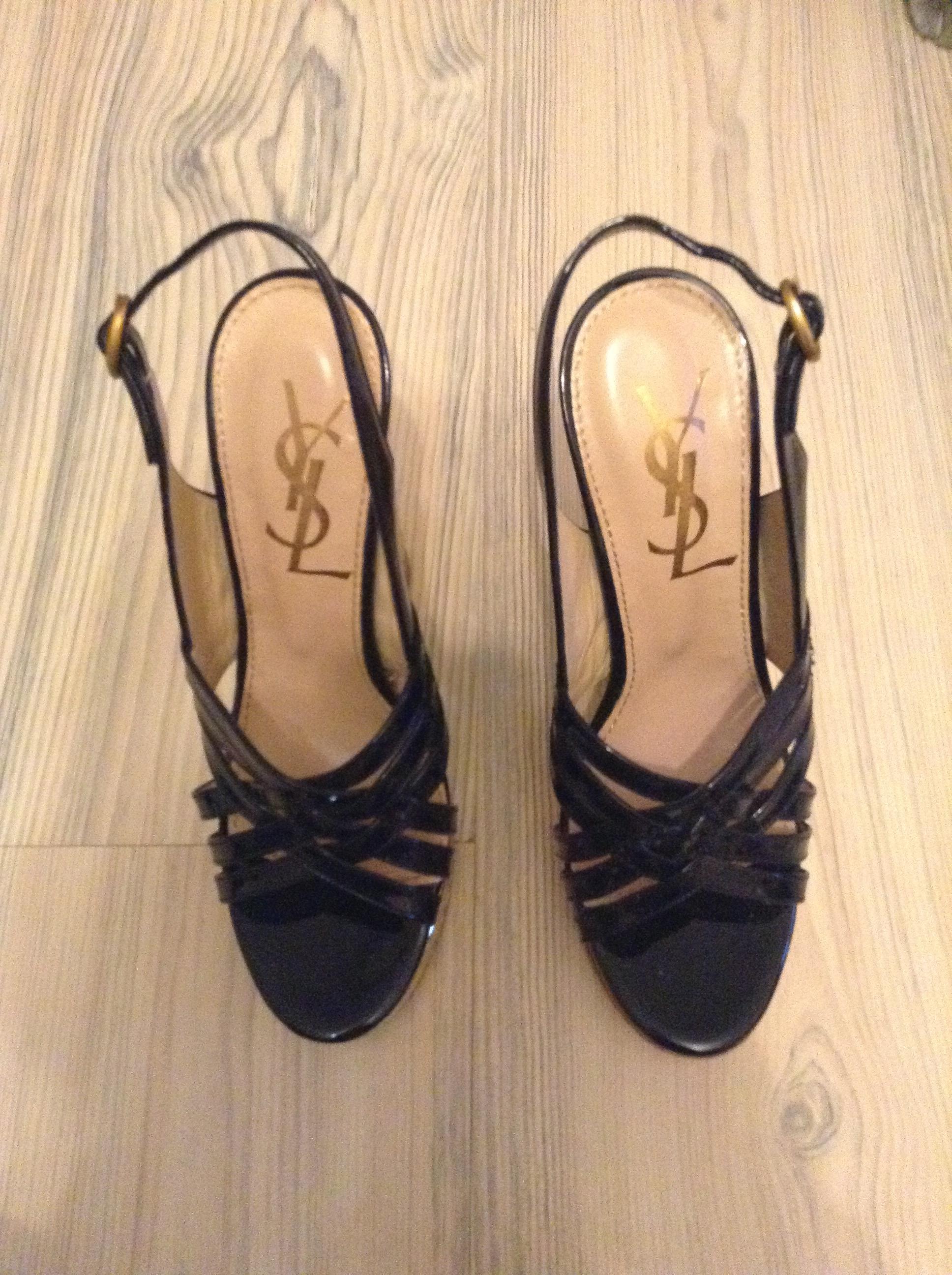 Yves Saint Laurent gold wedge sandals