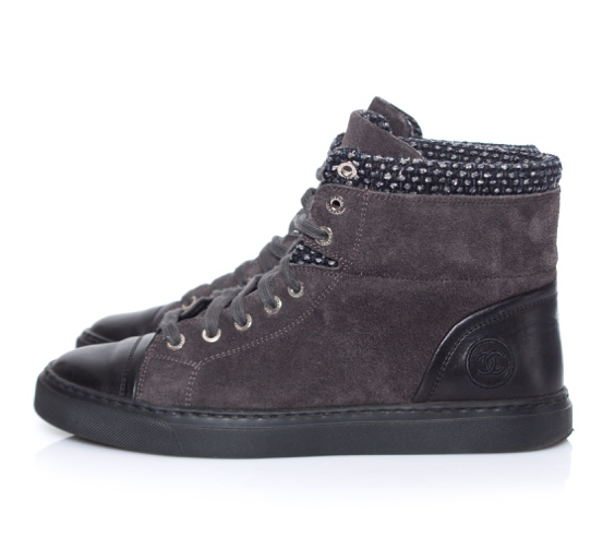 Chanel Suede & Leather High Top Sneakers