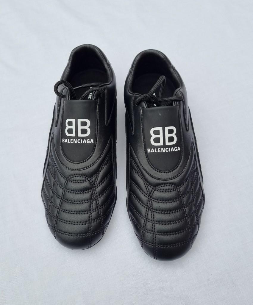 Balenciaga Black Leather Zen Football Sneakers