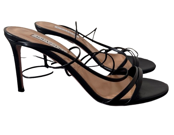 Aquazurra Black Leather Sandals