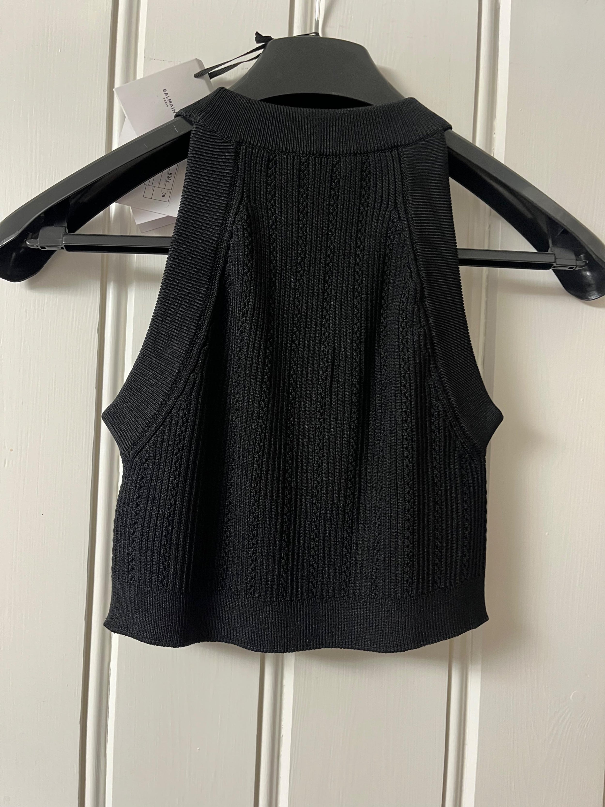 Balmain Black Knitted Crop Top