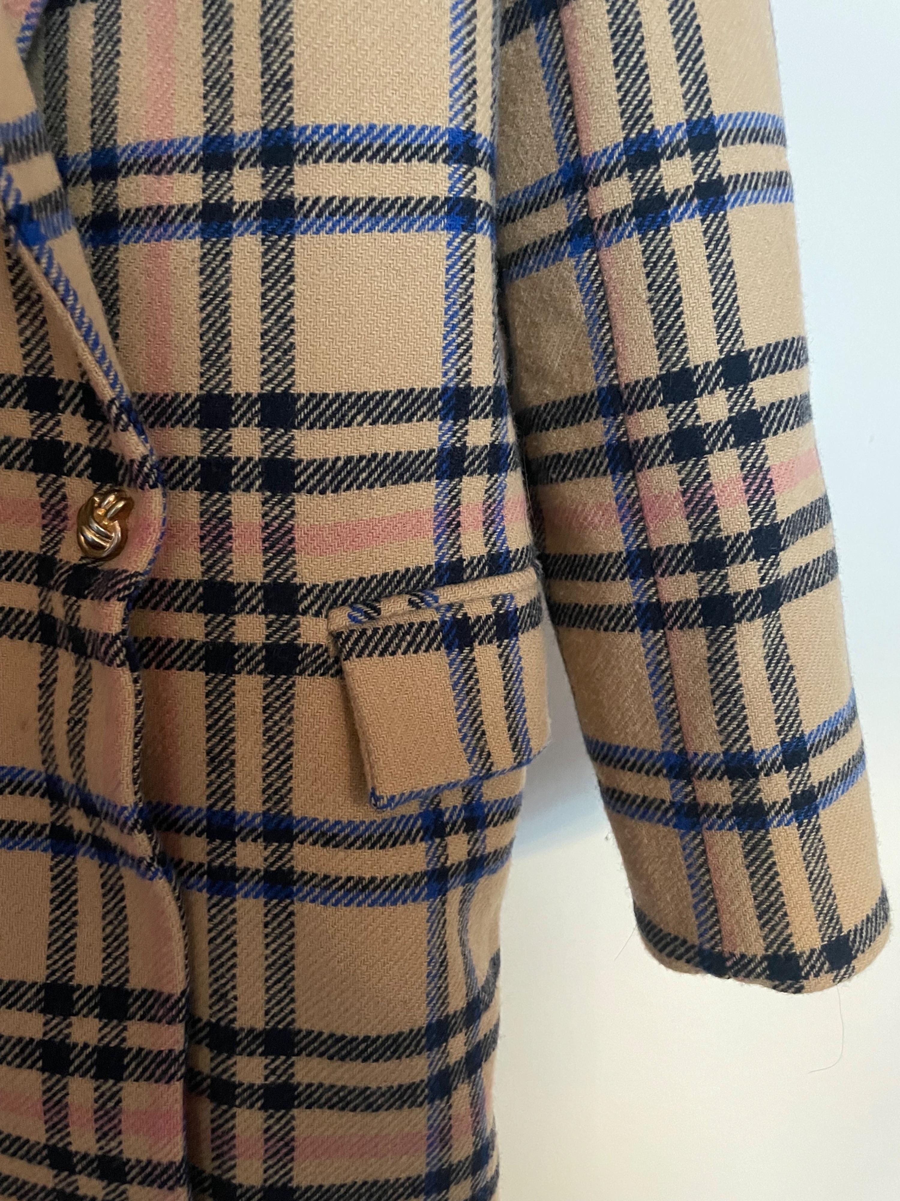 Check Wool Scarf Coat