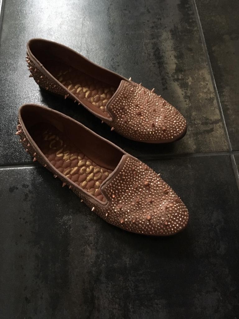 Sam Elderman Spiked Satin Flats