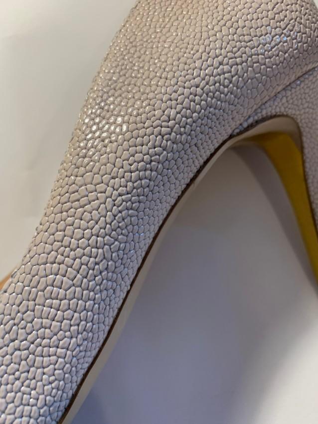 Rupert Sanderson Nada pink shimmer textured leather pumps