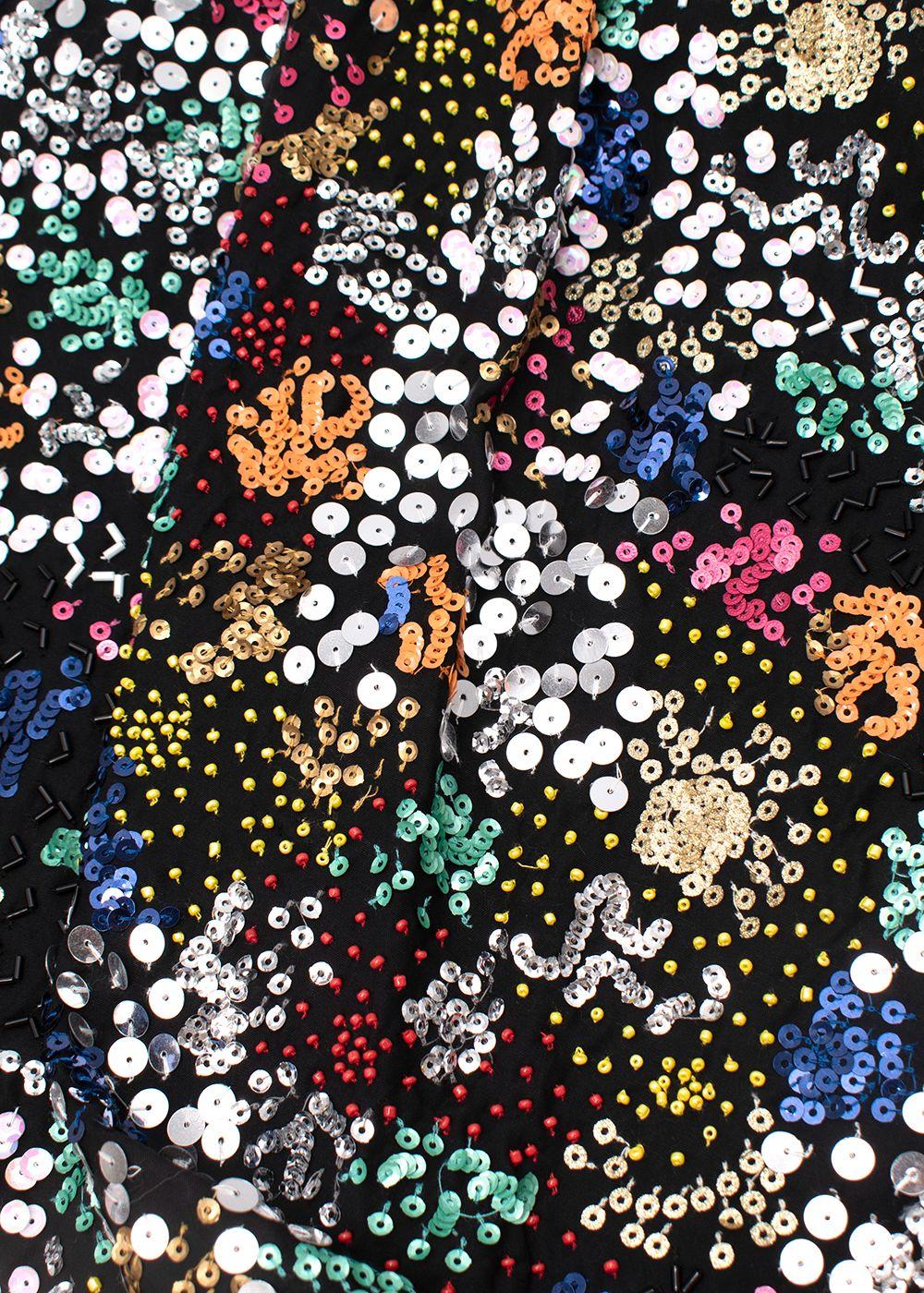 Black Crepe Sequinned Shift Dress