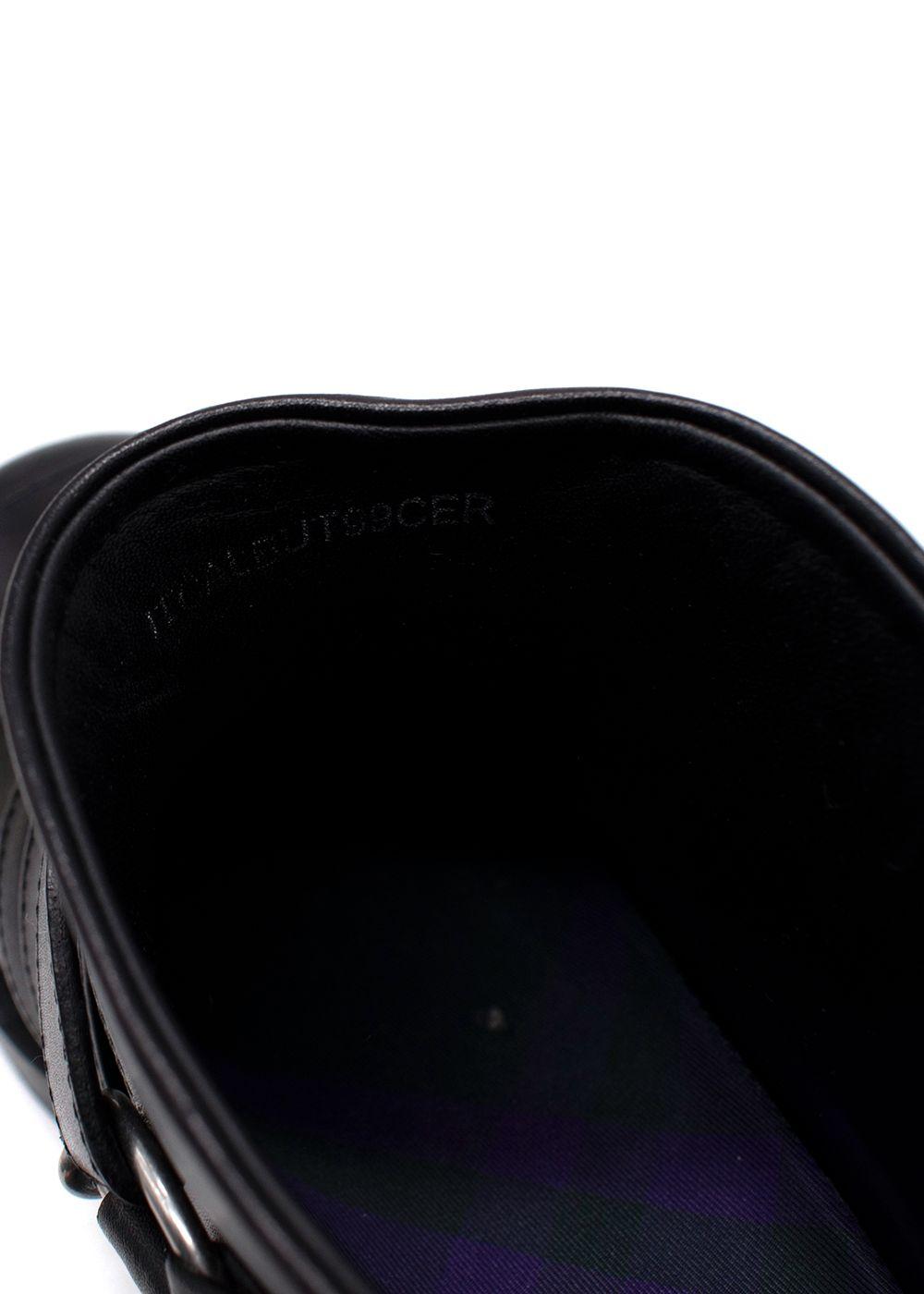Burberry Black Multi-strap Leather Buckle Biker Boots