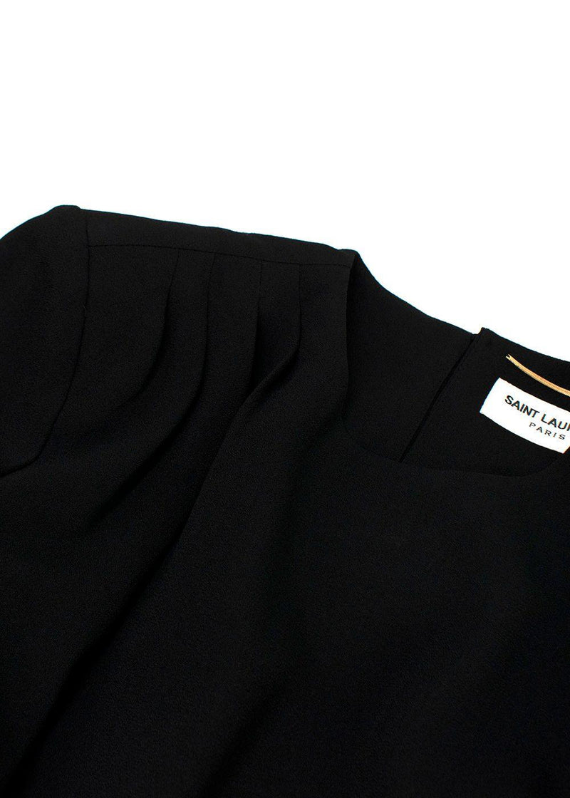 Saint Laurent Black Long Sleeve Mini Dress with Gathered Detail