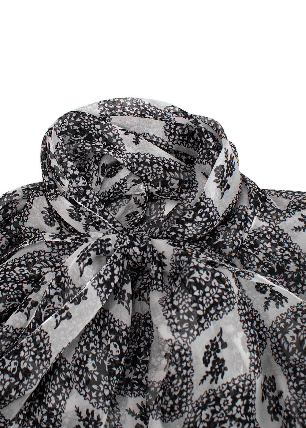 Dolce & Gabbana White and Black Sheer Silk Blouse