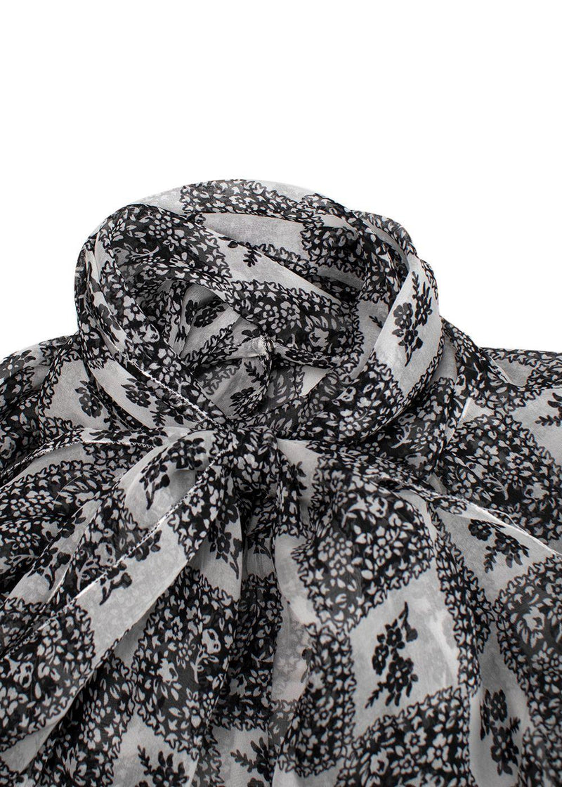 Dolce & Gabbana White and Black Sheer Silk Blouse